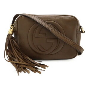 Gucci Soho Disco Tassel Shoulder Bag Pochette Cocoa Brown